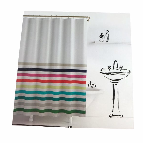 Kate Spade Shower Curtain Candy Stripe Rainbow - Picture 1 of 5